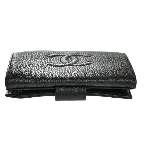 CHANEL CC Logo Bifold Compact Wallet Grained Calfskin Leather Black 83RF502 - Picture 5 of 13